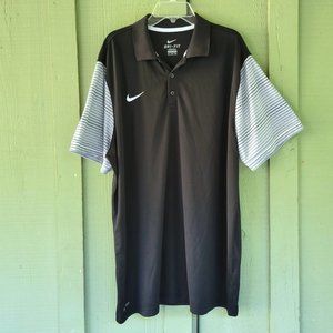 NIKE Black Striped Sleeves Dri Fit Polo Shirt XXL